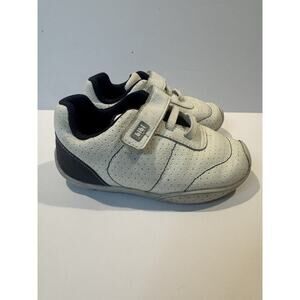 Bibi Toddler Sneakers Size 8 White Navy Leather Hook Loop Shoes